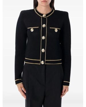 Balmain Ribbed-Trimmed Cardigan - Black