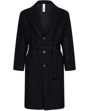 Hevò Single-Breasted Belted Coat - Black
