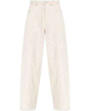 Marni Jeans A Gamba Ampia Con Ricamo - Bianco