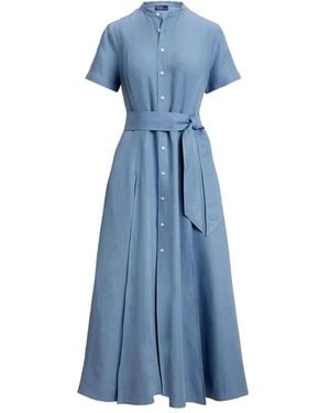 Polo Ralph Lauren Button-Down Belted Dress - Blue