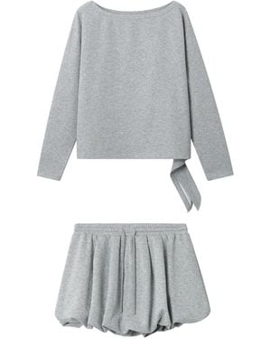 B+ AB Boat-Neck Balloon-Hem Set - Gray