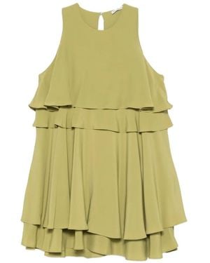Ami Paris Vestido Corto Con Volantes - Verde