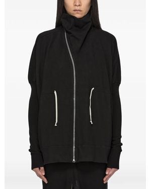 Rick Owens Sweater Met Trechterhals En Asymmetrische Rits - Zwart