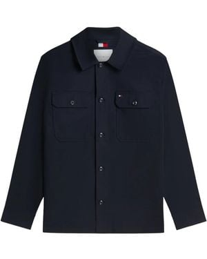 Tommy Hilfiger Logo-Patch Button-Up Jacket - Blue