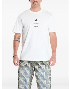 adidas X Footshop X Sparta Logo-Detailed T-Shirt - White