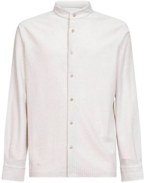 Brunello Cucinelli Mandarin Collar Long-Sleeves Shirt - White