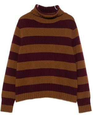 Be You Striped Roll-Neck Sweater - Brown
