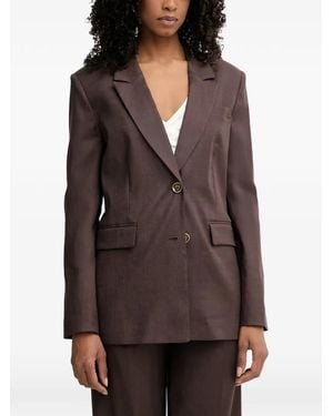 Guess Blazer Boutonné À Revers Crantés - Brown