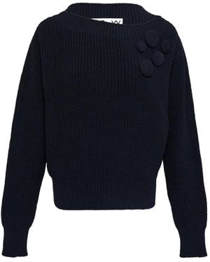OPEN YY Badge Appliqué Knit Pullover - Blue