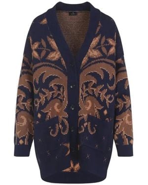 Etro Cabled Sleeves Knitted Cardigan - Blue