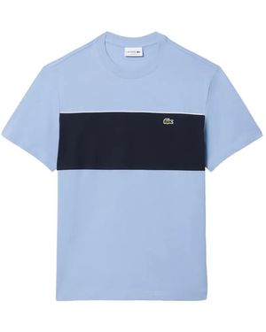 Lacoste Striped Round Neck T-Shirt - Blue