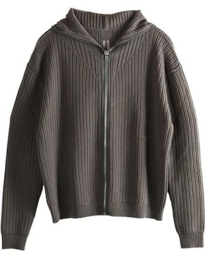 Rick Owens Ribbed Zip-Up Hoodie - Gray