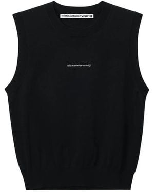Alexander Wang Top Sin Mangas Con Logo De Cristales - Negro