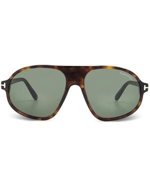 Tom Ford Tortoiseshell-Effect Pilot-Frame Sunglasses - Green