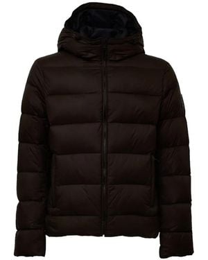 Fay Double Front Hooded Down Coat - Black