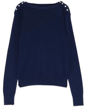 agnès b. Badiane-Pearl Snap Sweater - Blue