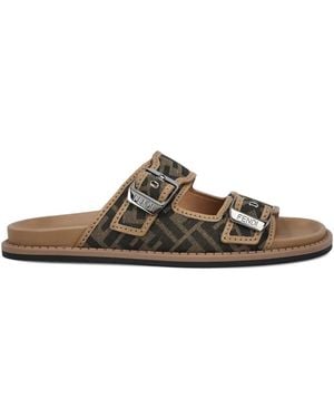 Fendi Feel Ff-jacquard Buckle Sandals - ブラウン