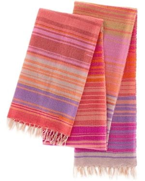 Mouleta Striped Fringed Scarf - Pink