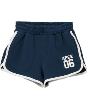 AAPE BY A BATHING AP Logo Printed Shorts - Blue