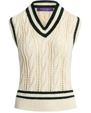 Ralph Lauren Cable-Knit V-Neck Vest - Natural