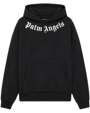 Palm Angels Logo-Print Hoodie - Black