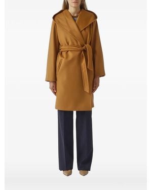 Max Mara Hooded Belted Coat - Natural