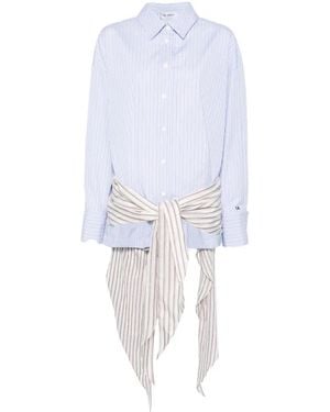 The Attico Striped-Pattern Mini Shirt Dress - White