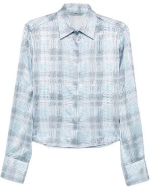 Ermanno Scervino Crystal-Embellished Checked Shirt - Blue