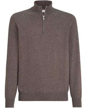 Brunello Cucinelli ハーフジップ カシミアセーター - ブラウン