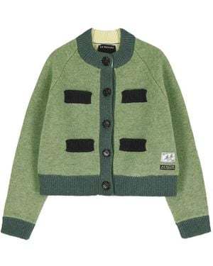 B.B. Wallace Frida Contrast-Trim Double-Layer Cardigan - Green