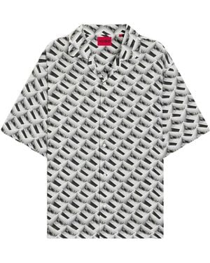HUGO Patterned Short-Sleeve Shirt - White