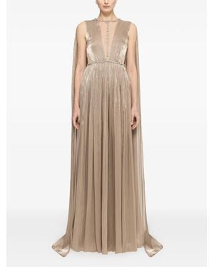 Nissa Crystal-Embellished Chiffon Maxi Dress - Natural