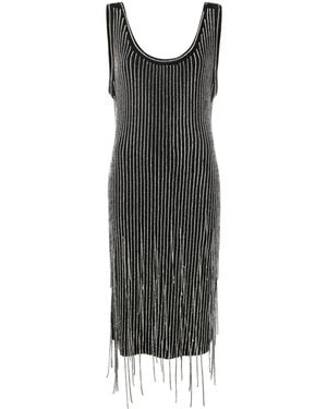 Philosophy Di Lorenzo Serafini Fringe-Detail Knitted Dress - Black