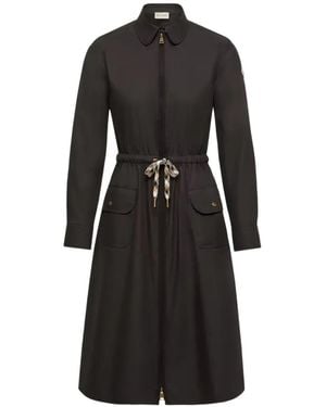 Moncler Drawstring Zip-Up Midi Dress - Black