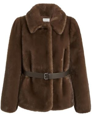 P.A.R.O.S.H. Belted Faux-Fur Jacket - Brown