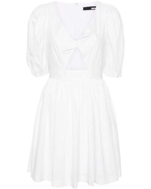 ROTATE BIRGER CHRISTENSEN Gerafftes Minikleid mit V-Ausschnitt - Weiß