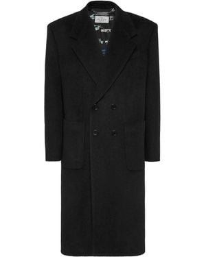 Philipp Plein Manteau En Feutre - Noir