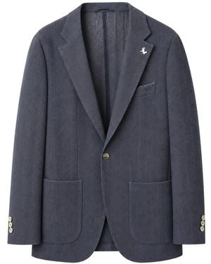 Tombolini Pinstripe-Pattern Notched-Lapel Jacket - Blue