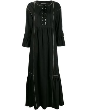 Alberta Ferretti Lace-up Flared Maxi Dress - Black