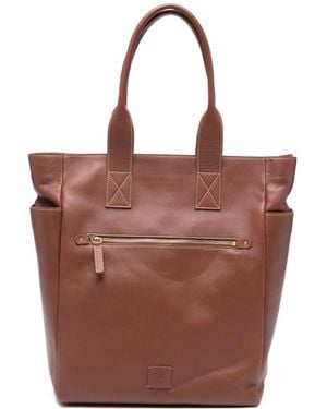 Eleventy Zip-Fastening Leather Tote Bag - Brown