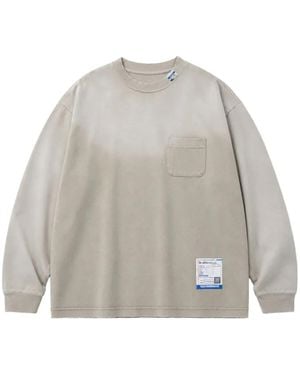 Maison Mihara Yasuhiro Sun Faded Like Distressed Long Sleeve T-Shirt - Grey