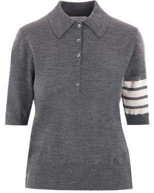Thom Browne Shirt Collar Polo - Grey