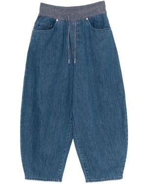 Panicale Drawstring Cropped Trousers - Blue