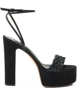 Casadei Godyva Crystal-Embellished Sandals - Schwarz