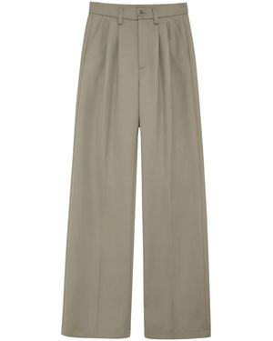 Anine Bing Carrie Pleat-Detail Wool Trousers - Natural