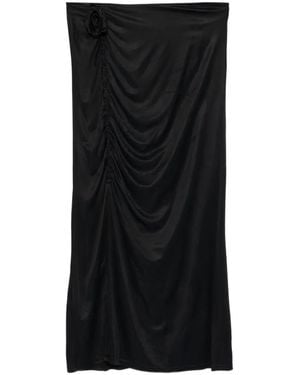 FARM Rio Floral-Appliqué Maxi Skirt - Black
