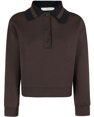 Tela Poloshirt mit Kontrastkragen - Schwarz
