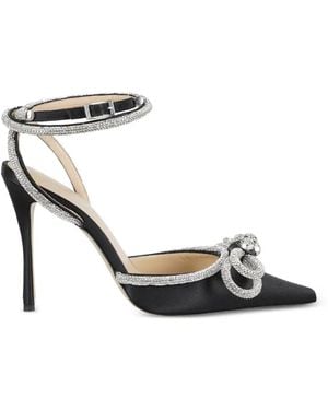 Mach & Mach Double Bow Ankle-Strap Heeled Court Shoes - Black