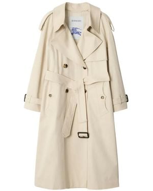 Burberry Long Gabardine Fitzrovia Trench Coat - Natural