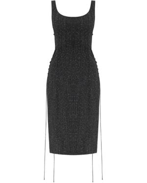 McQueen Lace-Up Scoop-Neck Midi Dress - Black